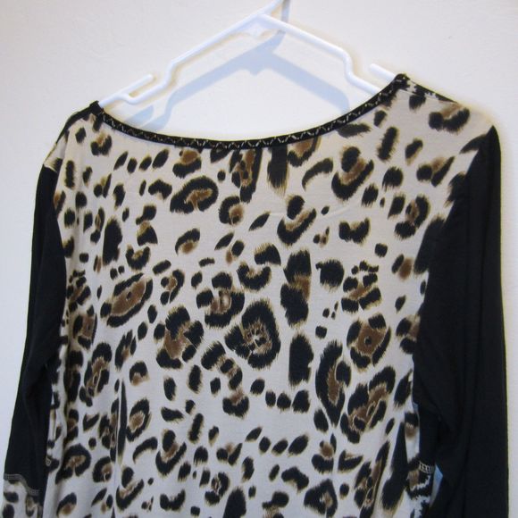 Studio X womens hand made beaded leopard animal print top-Sz M - Picture 4 of 7